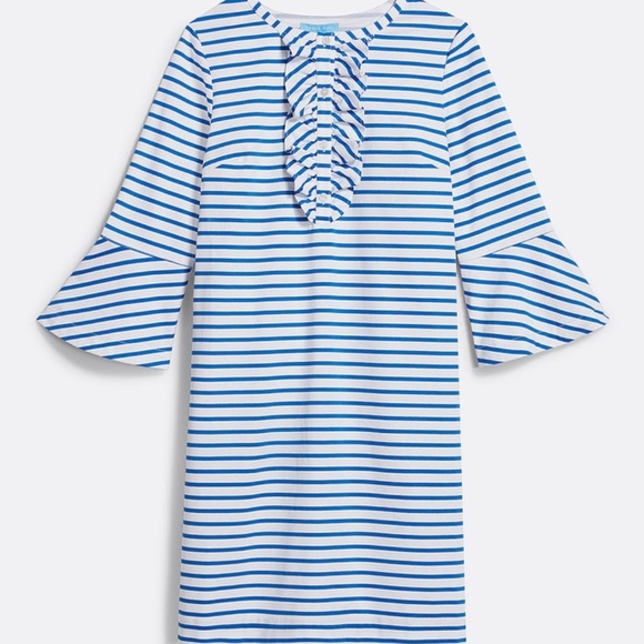 Draper James Sailor Stripe Ruffle Shift Dress Blue white  8 - Picture 10 of 11